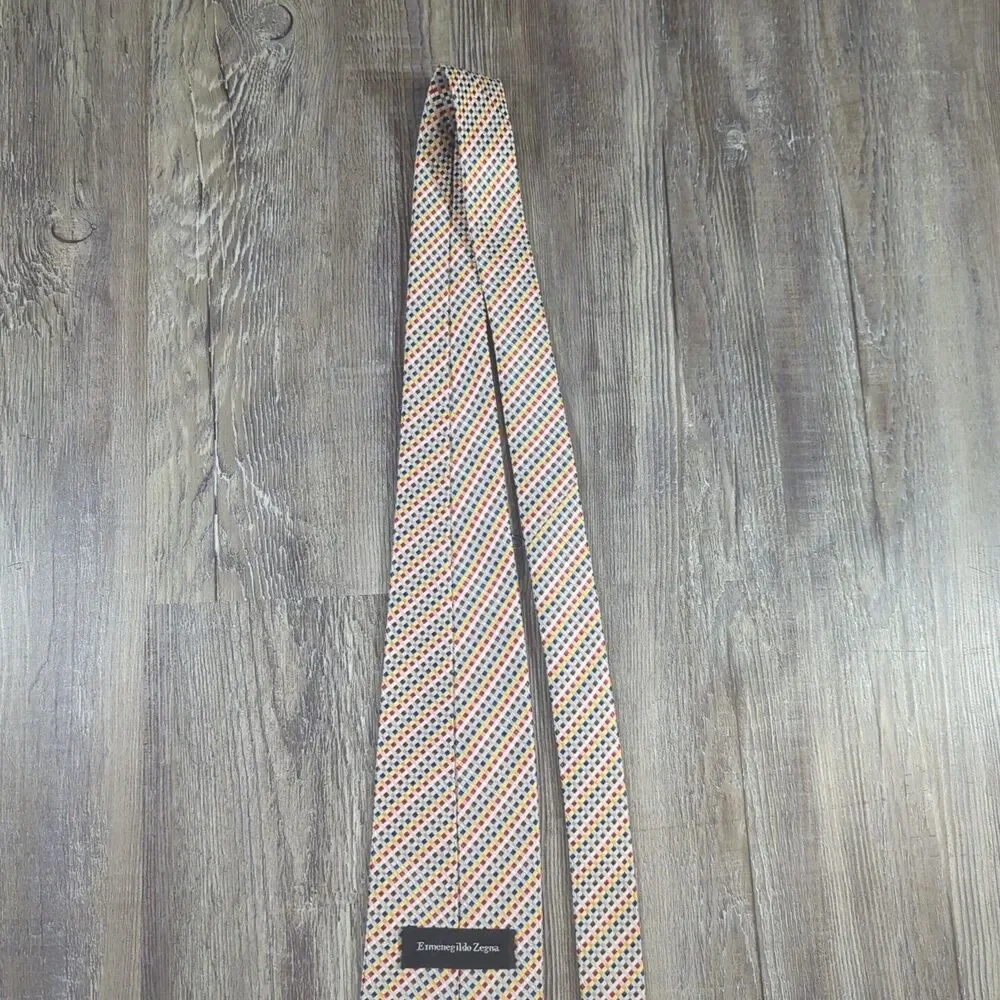 Ermenegildo Zegna Tie Men's Necktie Multicolor Geometric Silk Italy Modern